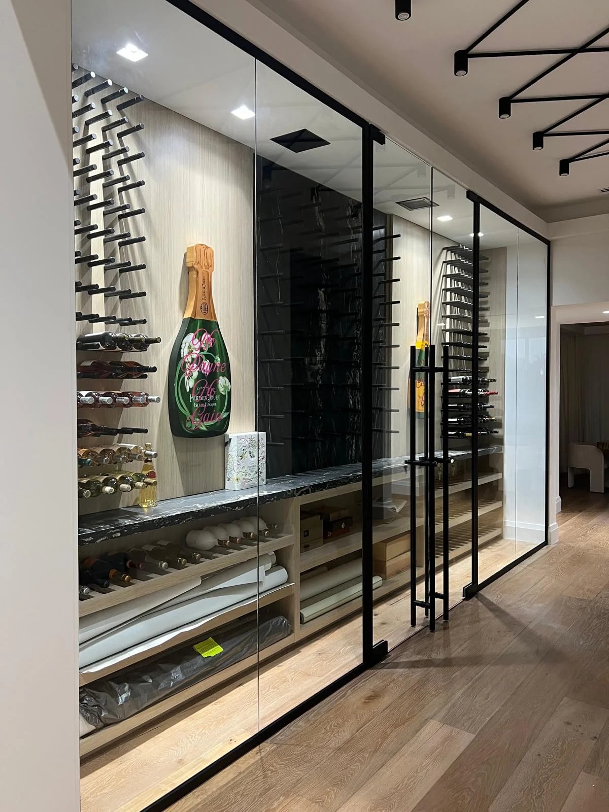 Frameless glass wine cellar door Miami-Dade